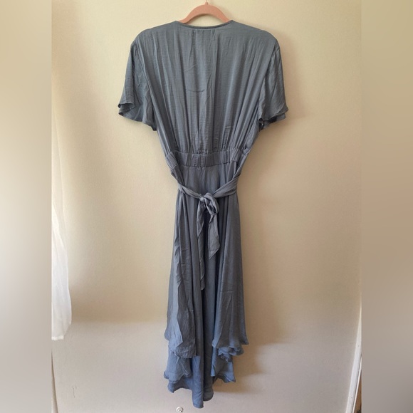 Petal + Pup Amanda Hi-Lo Tie Front Dress Blue Large - Picture 9 of 13